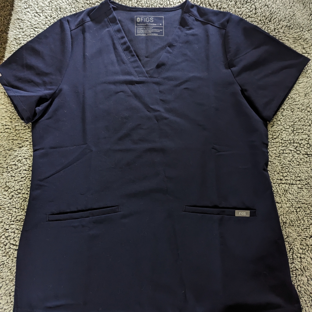FIGS Women's Navy Blue Casma Scrub Top
